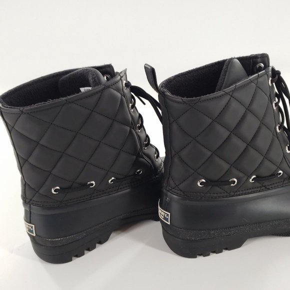 Sperry Top-Sider Quilted Waterproof Duck Boots Womens 9 Black - Picture 7 of 13